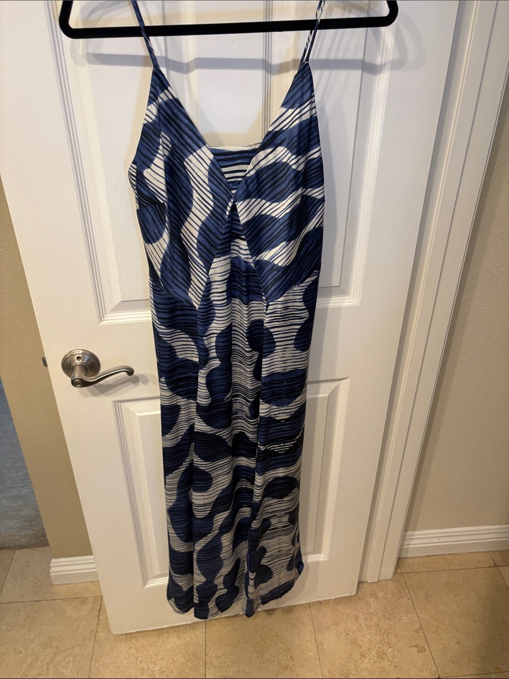 Banana Republic Blue & White Maxi Slip Dress
